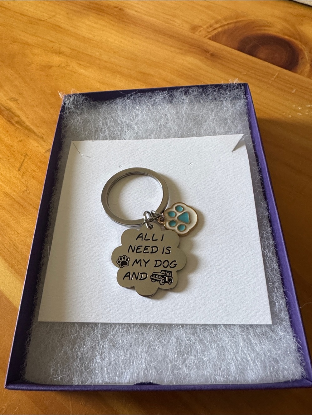 Dog and Jeep Lover Paw Print Keychain with Turquoise Accent